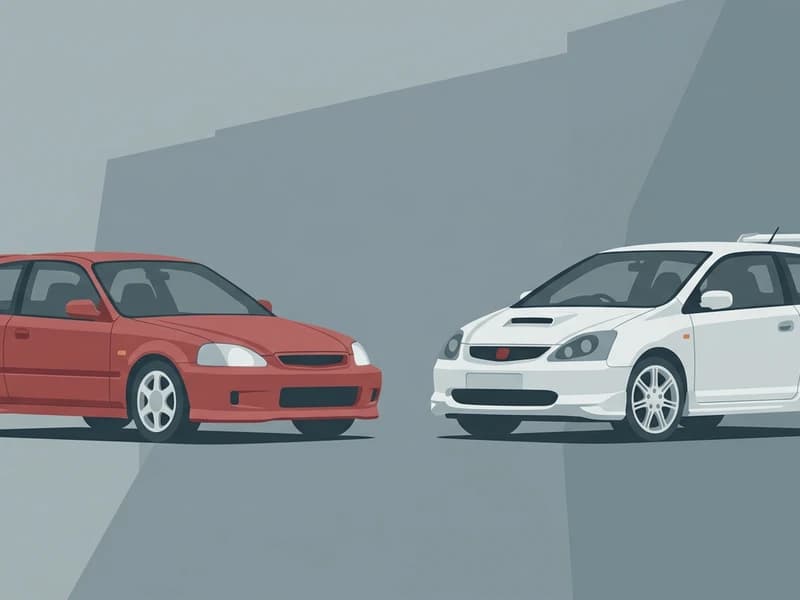 EK9型とEP3型シビック Type Rの並列フラットイラスト